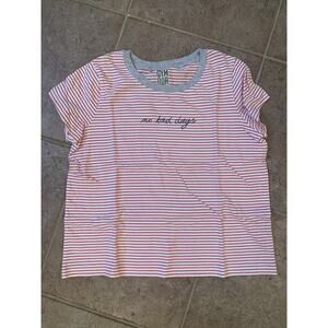 Gymboree XL 14 Red & White Striped Short Sleeve 'No Bad Days' Positivity T Shirt